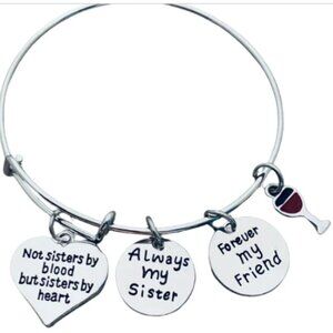 Friend Bracelet- Not Sisters By Blood But Sisters By Heart Jewelry- Wine